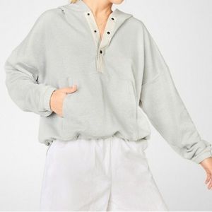 Fabletics Emory Hoodie in Gray Size Small Quarter Sweatshirt